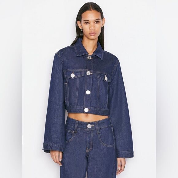 Frame Mid Denim Jean Blue Jacket Wide Sleeves Size S - Picture 6 of 11
